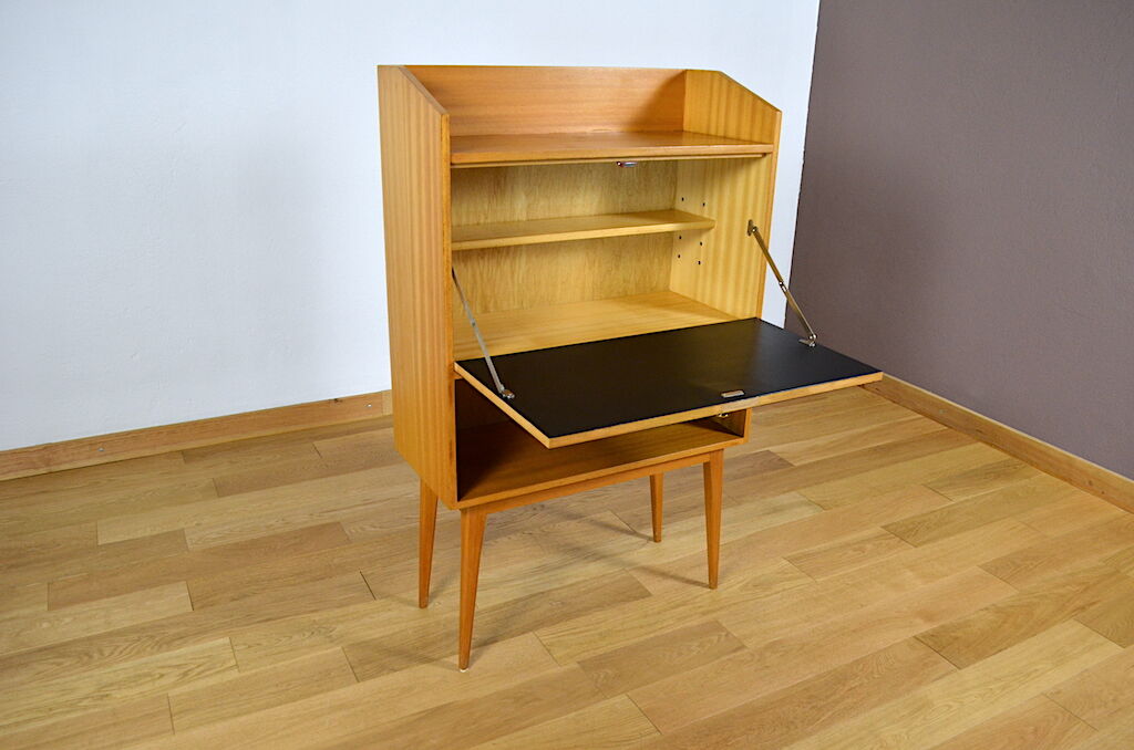 Blond & feet compass 1960 mahogany Vintage Secretary