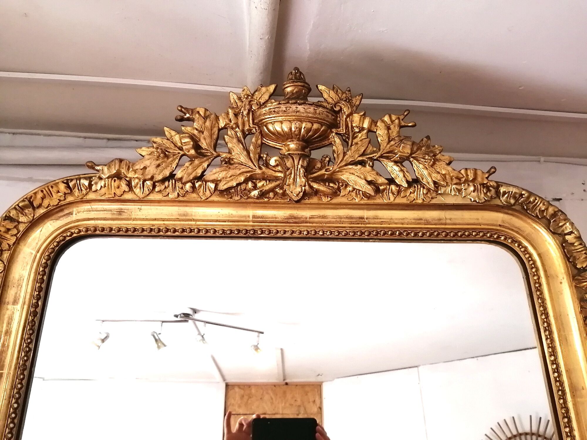Old mirror Louis Philippe with pediment 142x81cm
