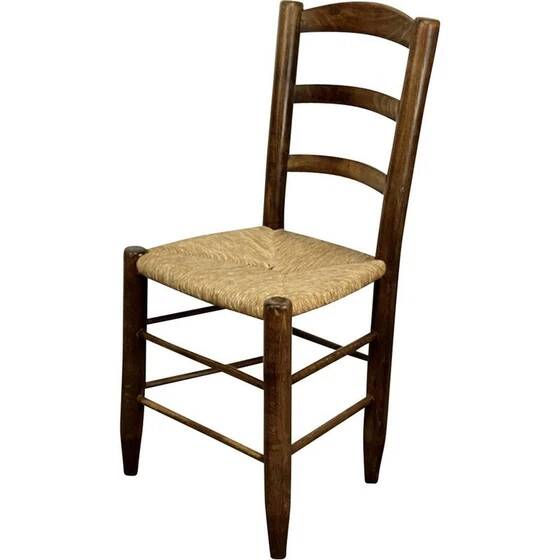 Vintage chair in solid wood and straw