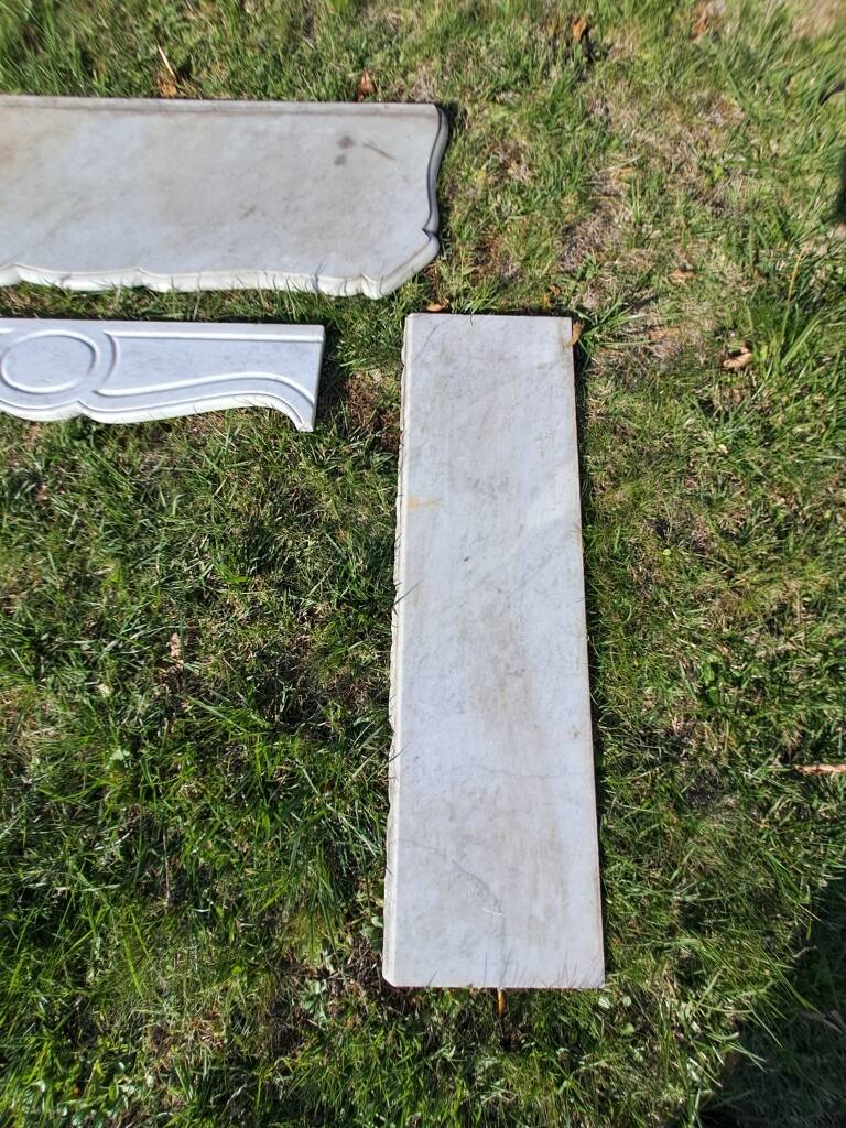 White marble fireplace mantel