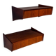 Ensemble de tables de nuit flottantes vintage en palissandre.