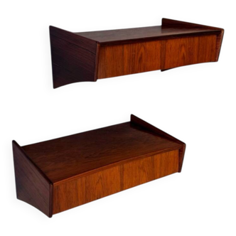 Ensemble de tables de chevet flottantes vintage en bois de rose