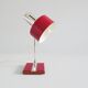 Mid century desk lamp burgundy with chrome and wood, red table lamp 1960s