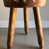 Tabouret tripode bois brut