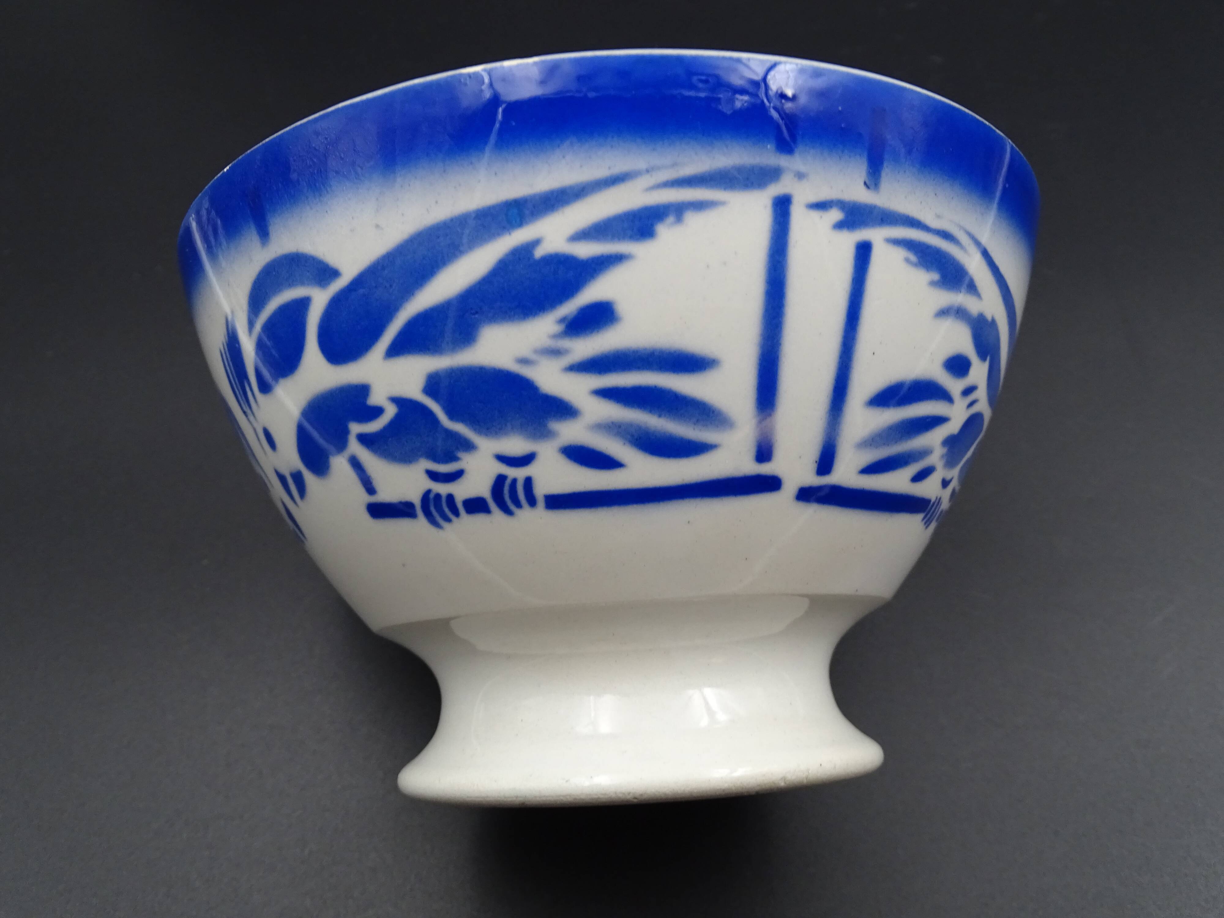Bowl with earthenware parrots from Badonviller - circa 1940