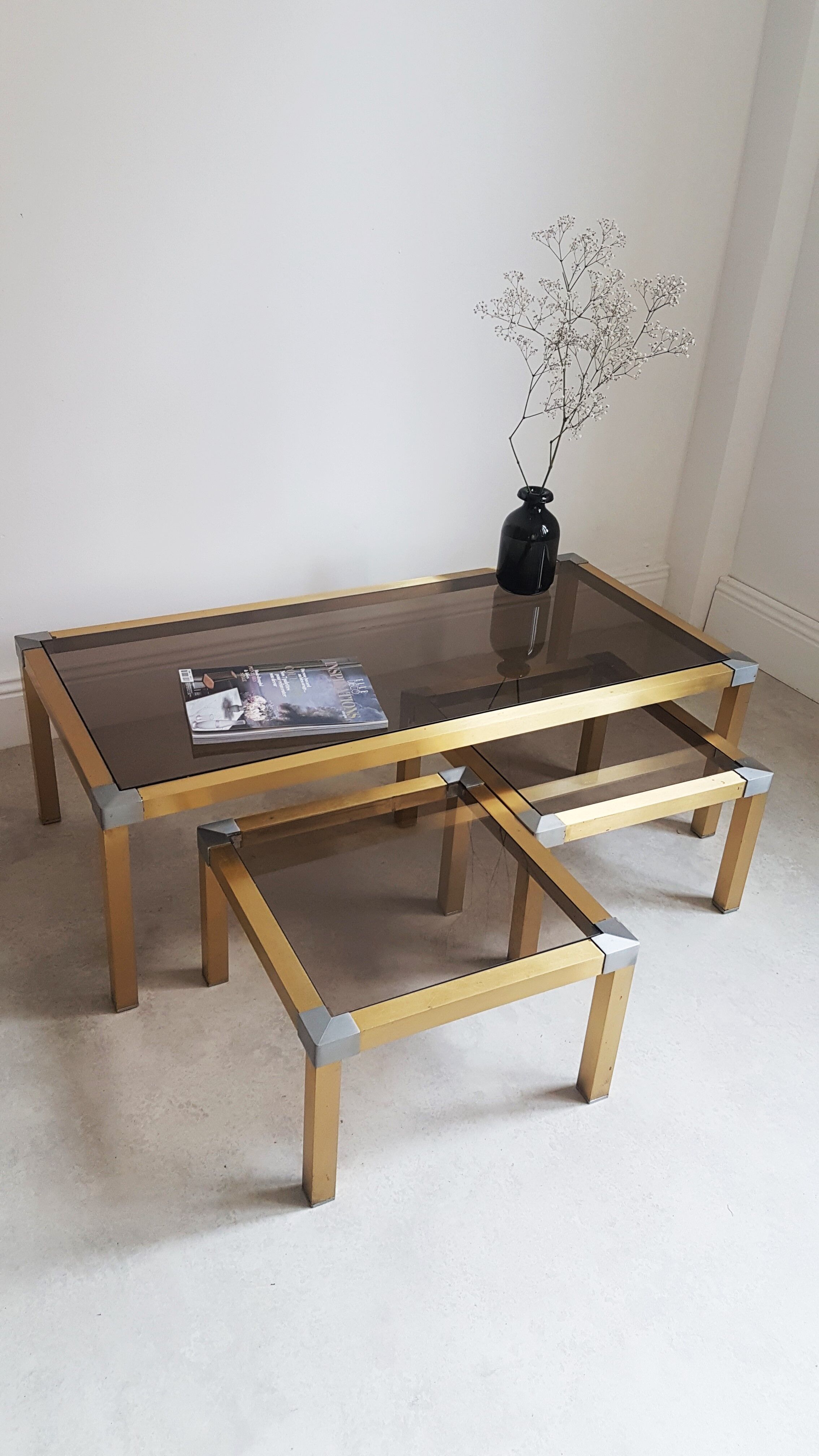 Trio of Golden vintage tables