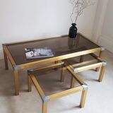 Trio de tables dorées vintage