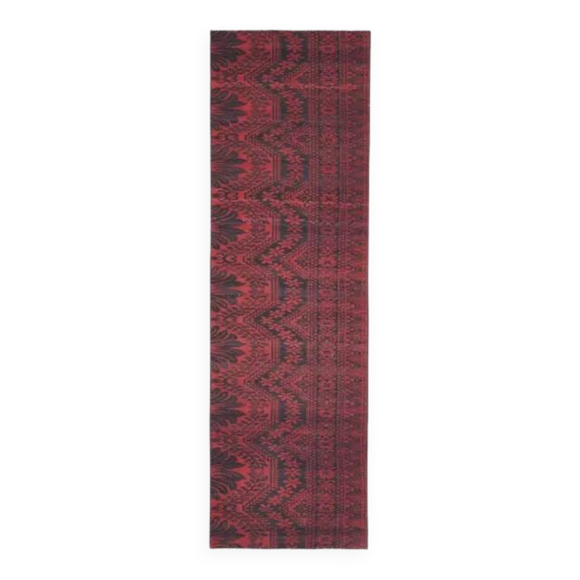 Vintage Turkish Oushak Handmade Wool Cotton Red Runner Rug 78x258