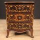 Pair of Italian inlaid bedside tables in walnut, maple and beech