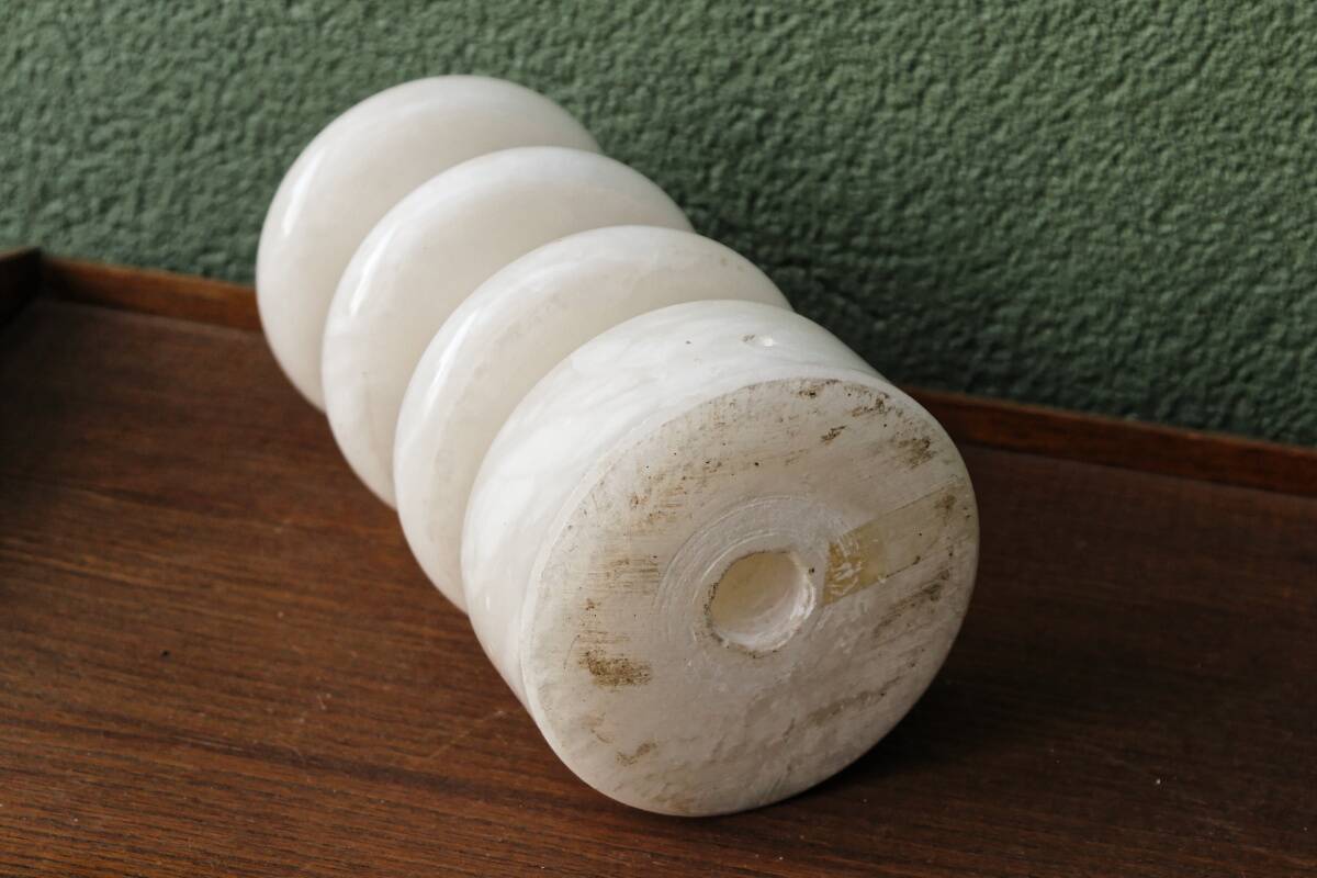 70s designer lamp base, twisted white marble