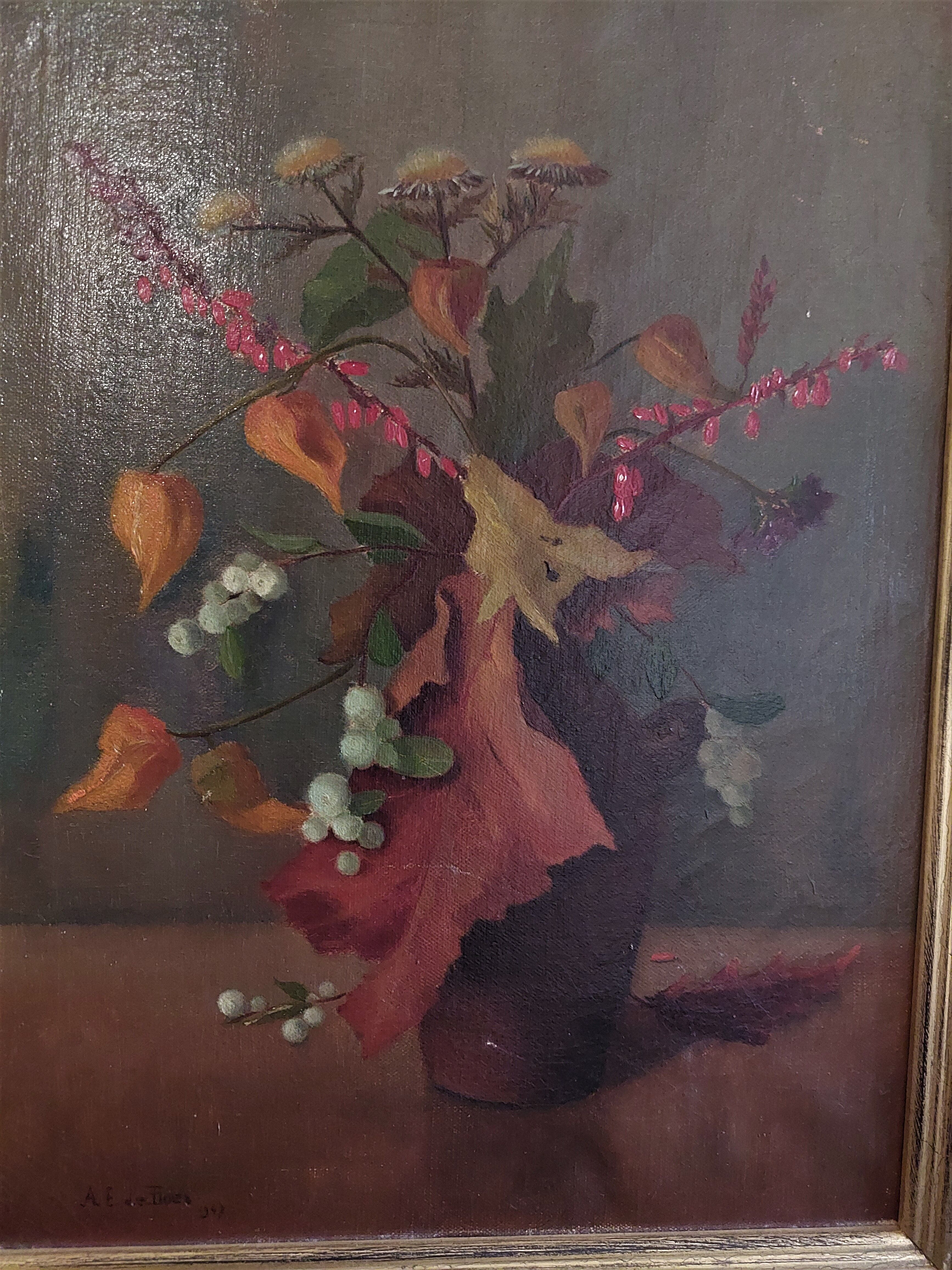 Painting oil on canvas still life bouquet