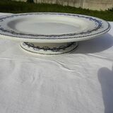 Plat sur piédouche en porcelaine opaque  de Gien modèle Austerlitz Terre de fer diam 23 cm