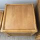 Trio of vintage tables in canning and rattan