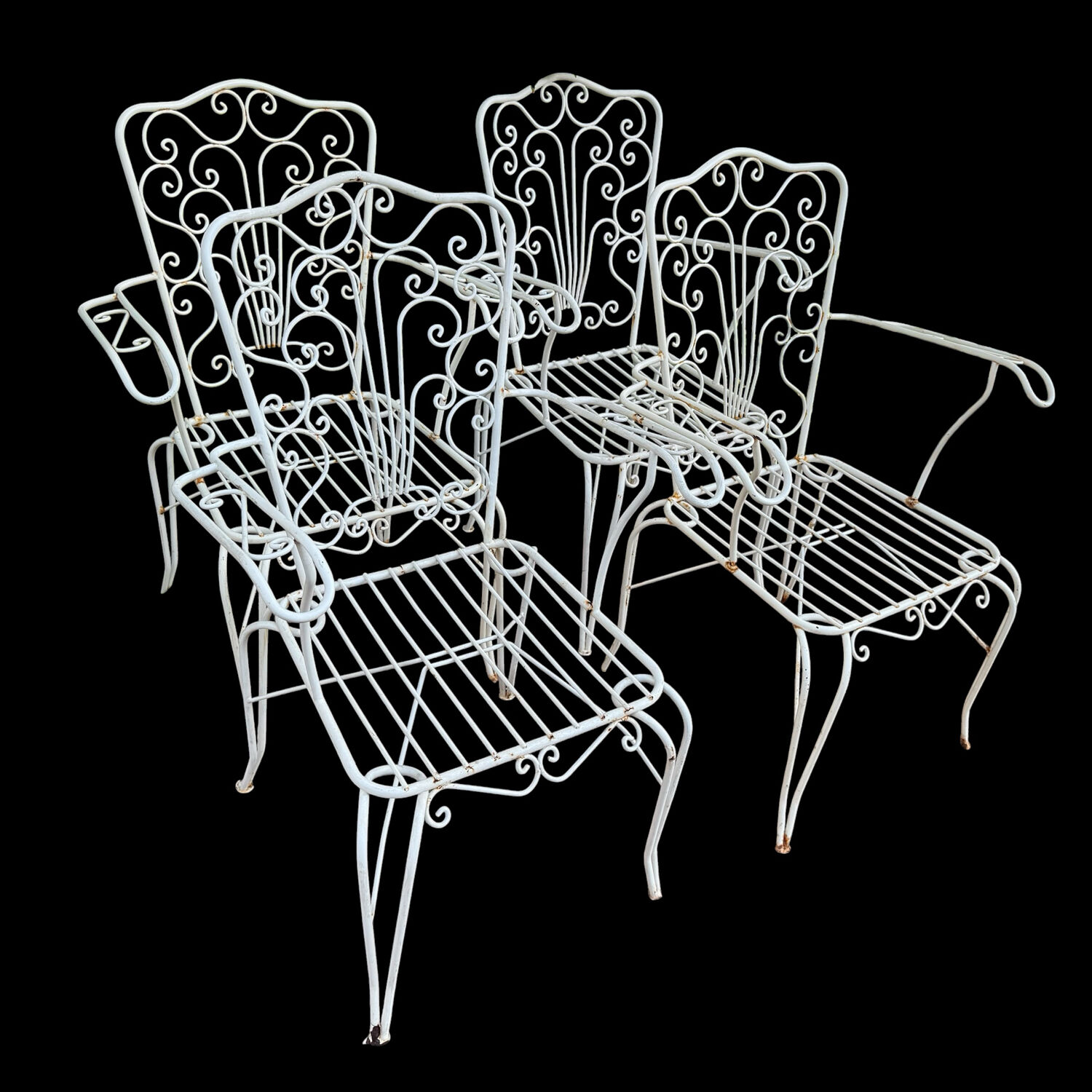 4 Provençal wrought iron armchairs