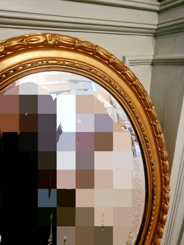 Grand miroir doré ovale miroir biseaute