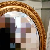 Large oval gold mirror beveled mirror