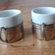 Vintage espresso cups. Porcelain and removable metal stand.