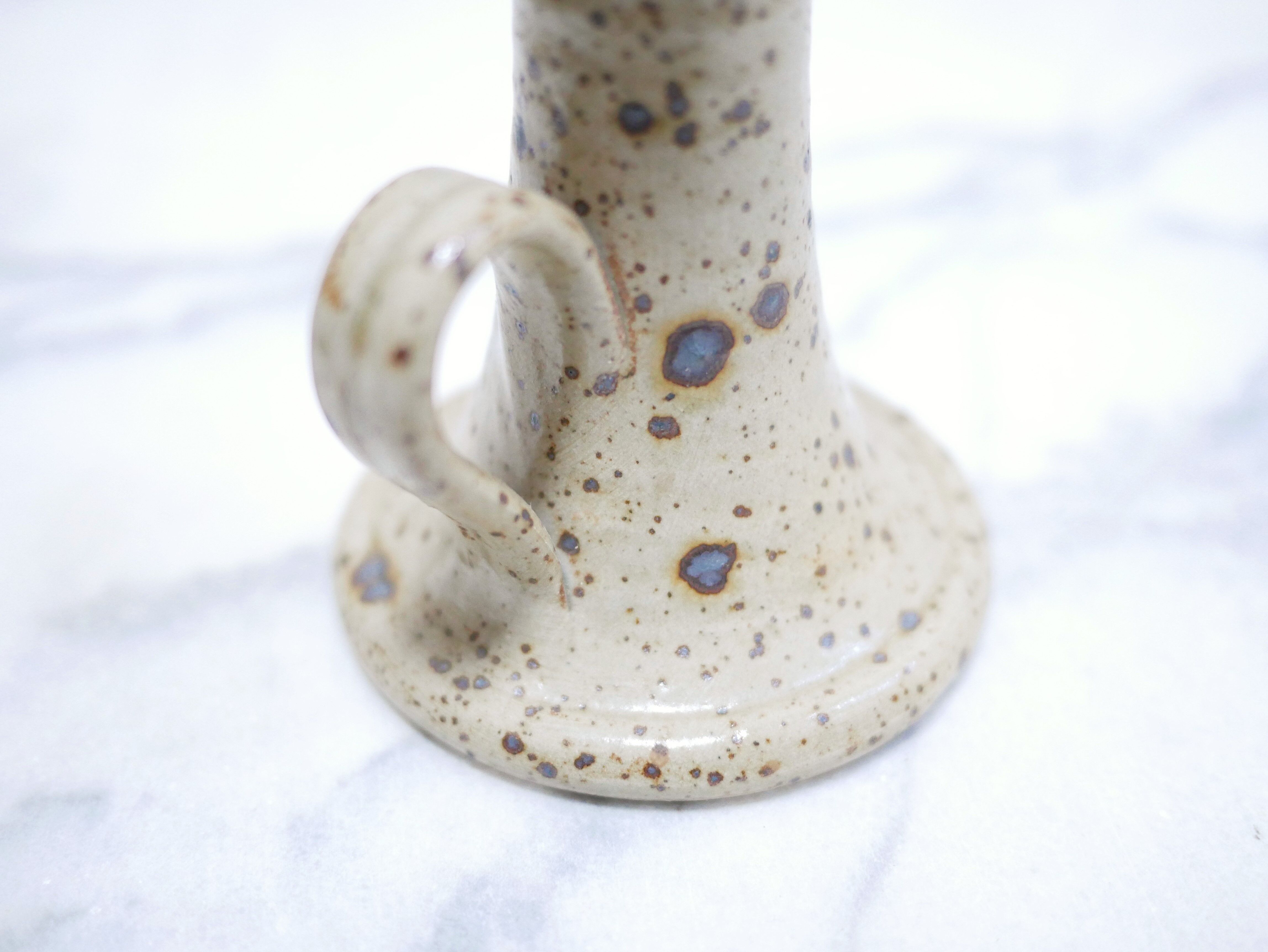 Bougeoir vintage en grès pyrité