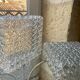 Ceiling light, square wall light in chiseled glass