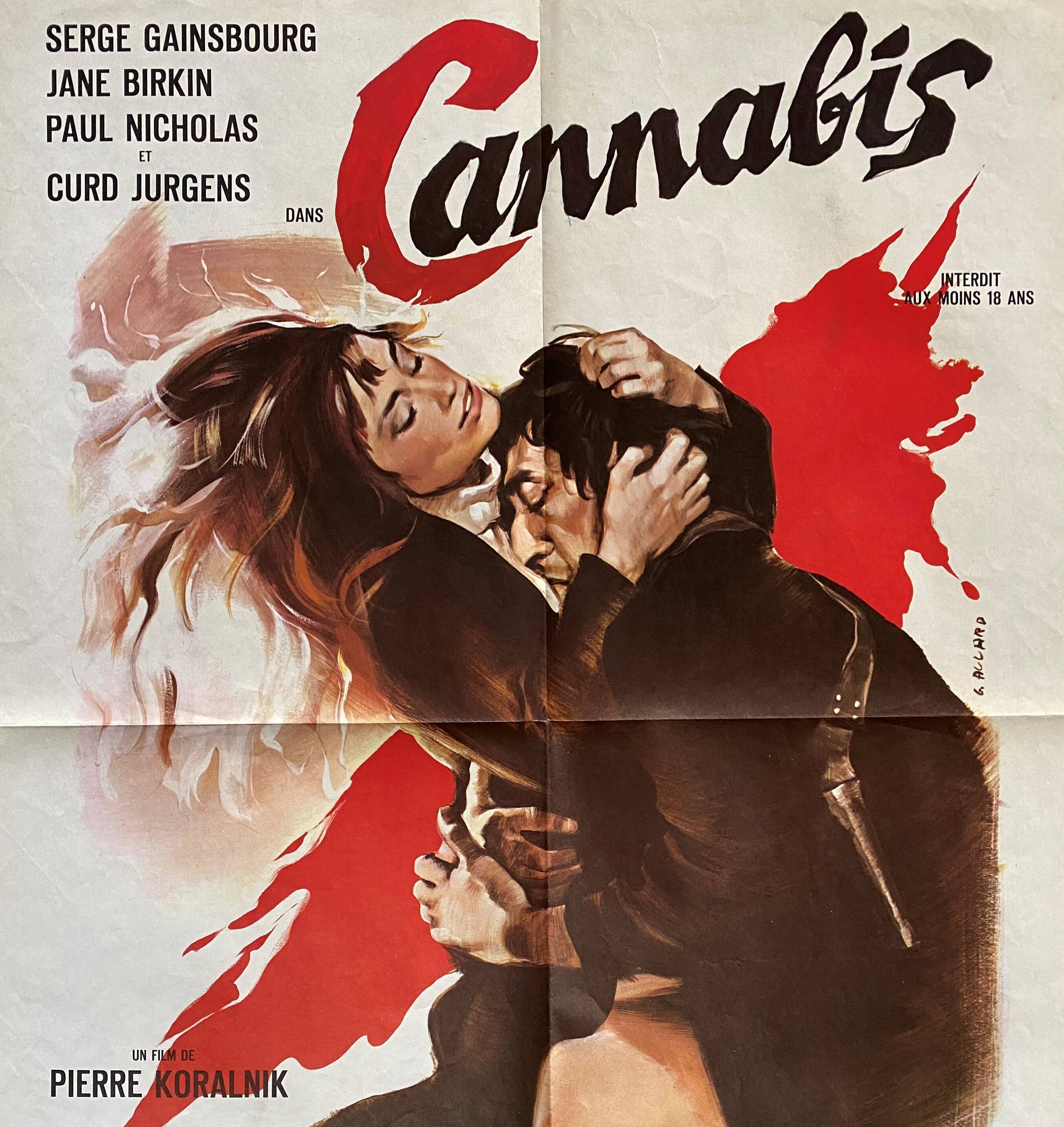 Movie poster "Cannabis" Serge Gainsbourg, Jane Birkin 60x80cm 1970