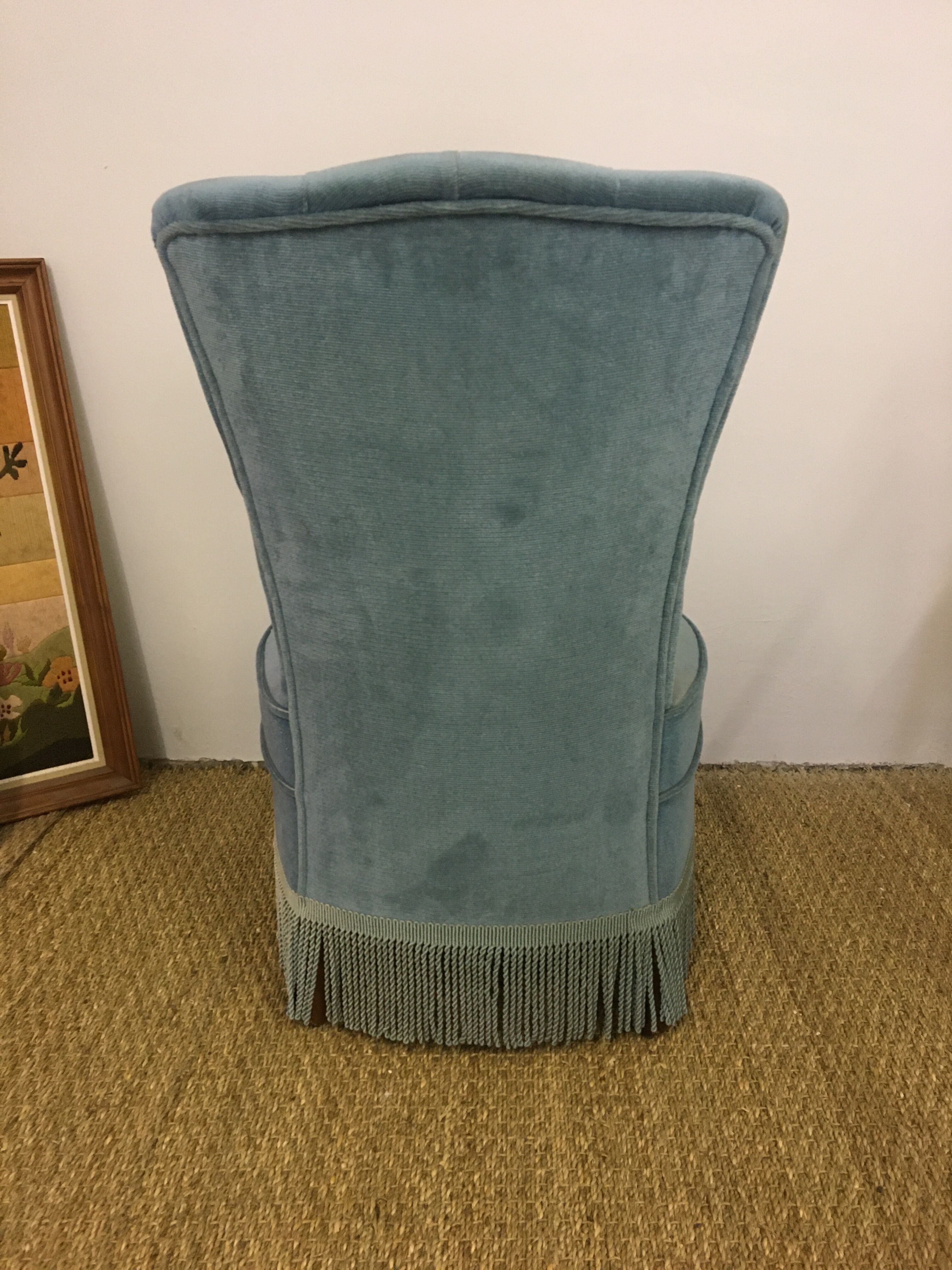 Vintage blue velvet toad chair