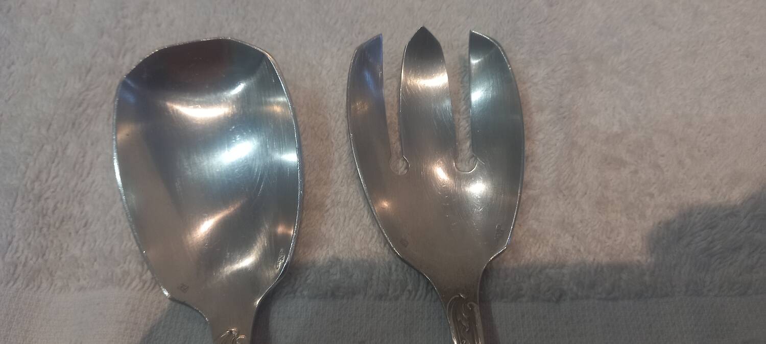 2-piece silver-plated salad set, Ercuis LXV 29, 25.7cm