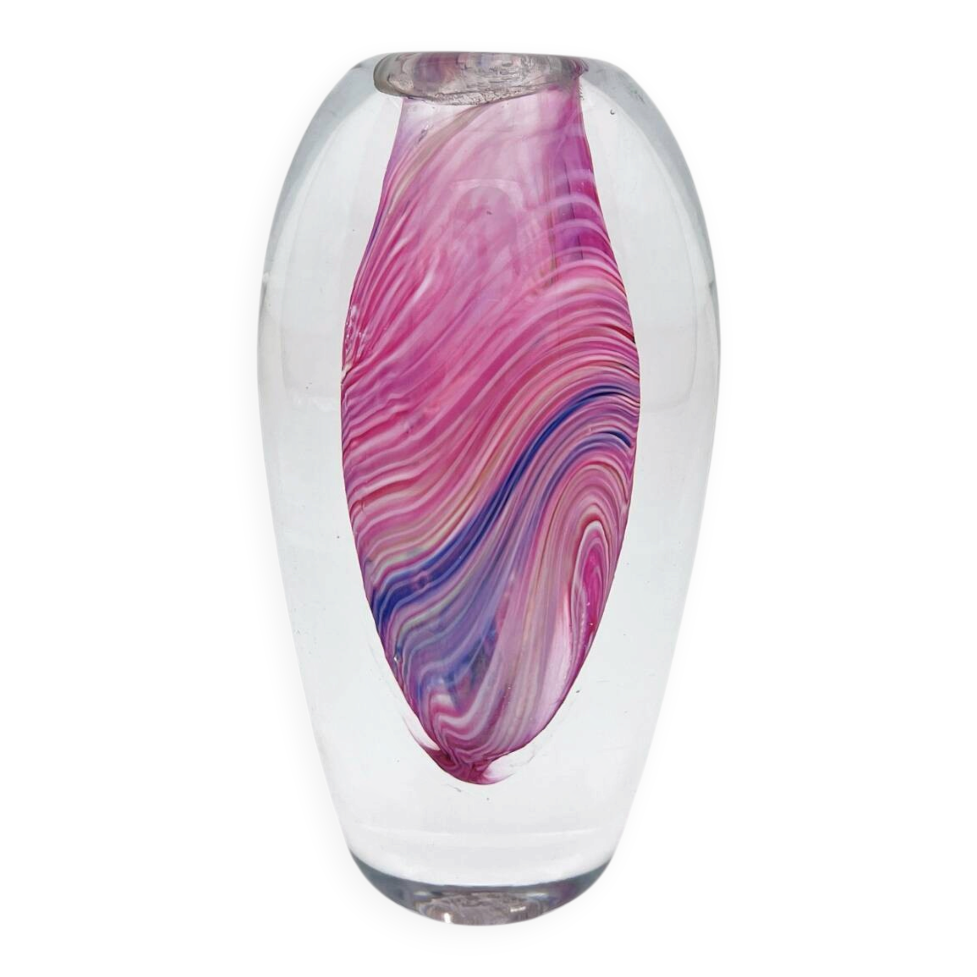 Vase Art Glass Signed B. Dubourg Limited Edition Blown Glass Sommerso