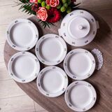 Gien flower service: 6 plates + 1 tureen