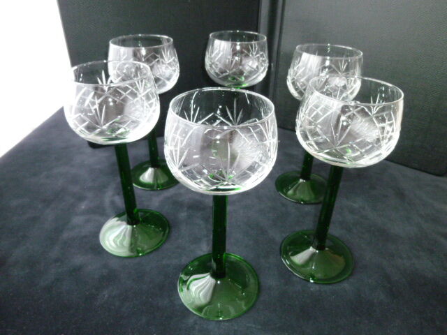 Set de 6 verres à vin d'Alsace en cristallin