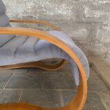 Midcentury modern curvy wavy lounge chair by Jan Bocan, Czech 1970s