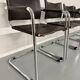 Lot of 5 tubular metal leather chairs, Bauhaus design, vintage 1970s.