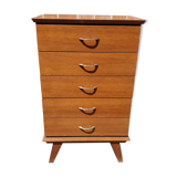 Commode 5 tiroirs pieds fuseaux