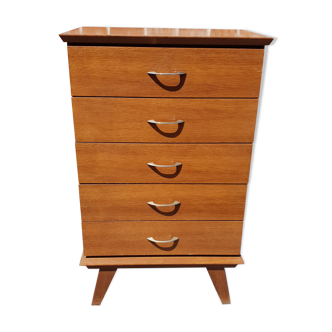 Commode 5 tiroirs pieds fuseaux