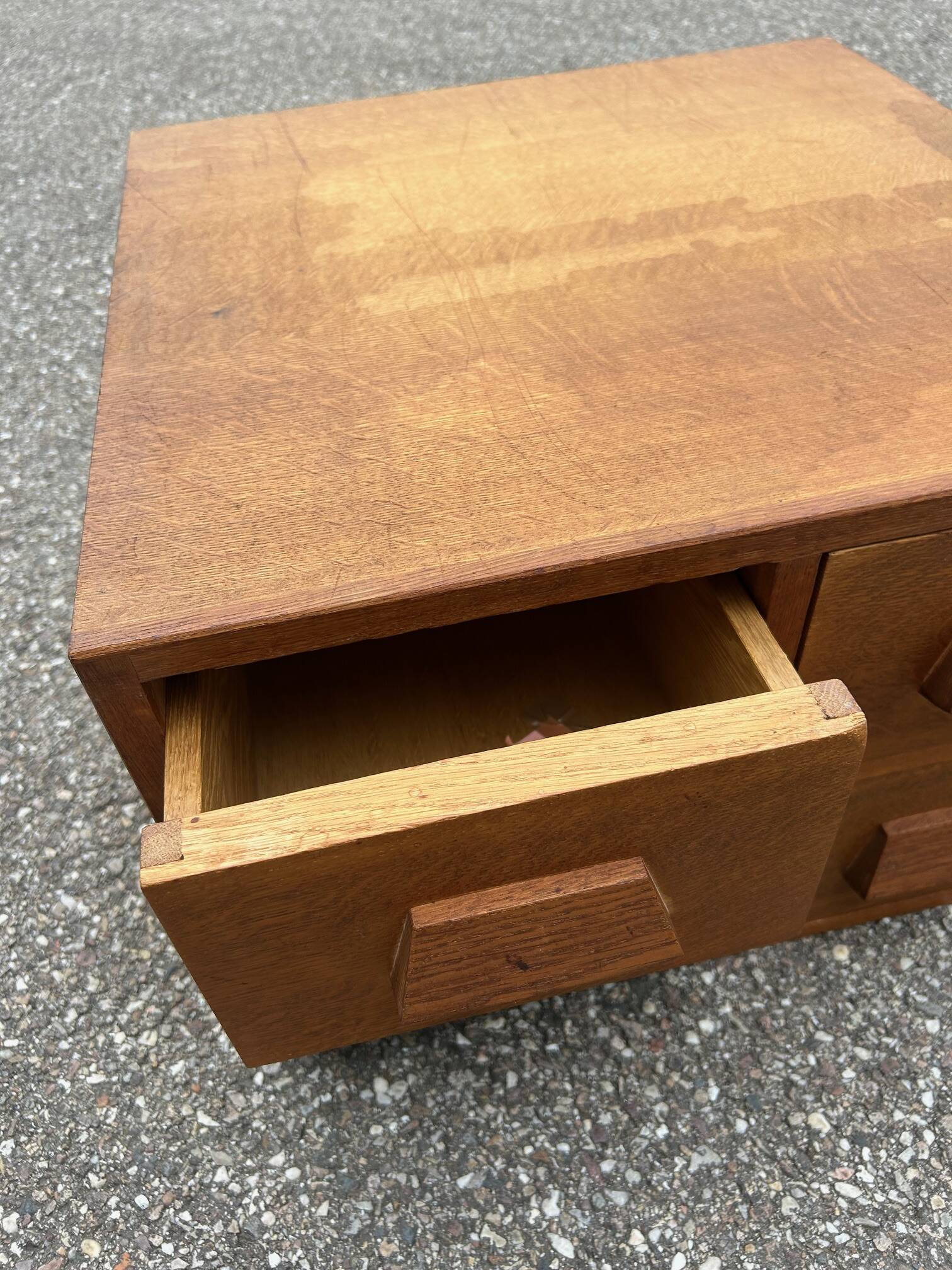 Oak craft cabinet with 4 drawers