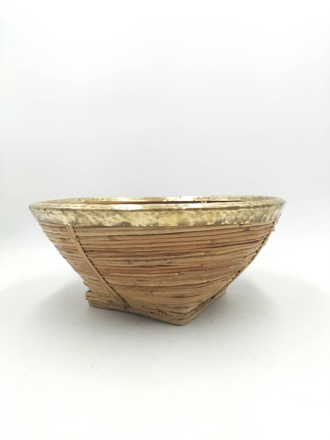 Rattan and brass basket
