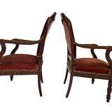 Pair of Louis Philippe armchairs in solid mahogany
