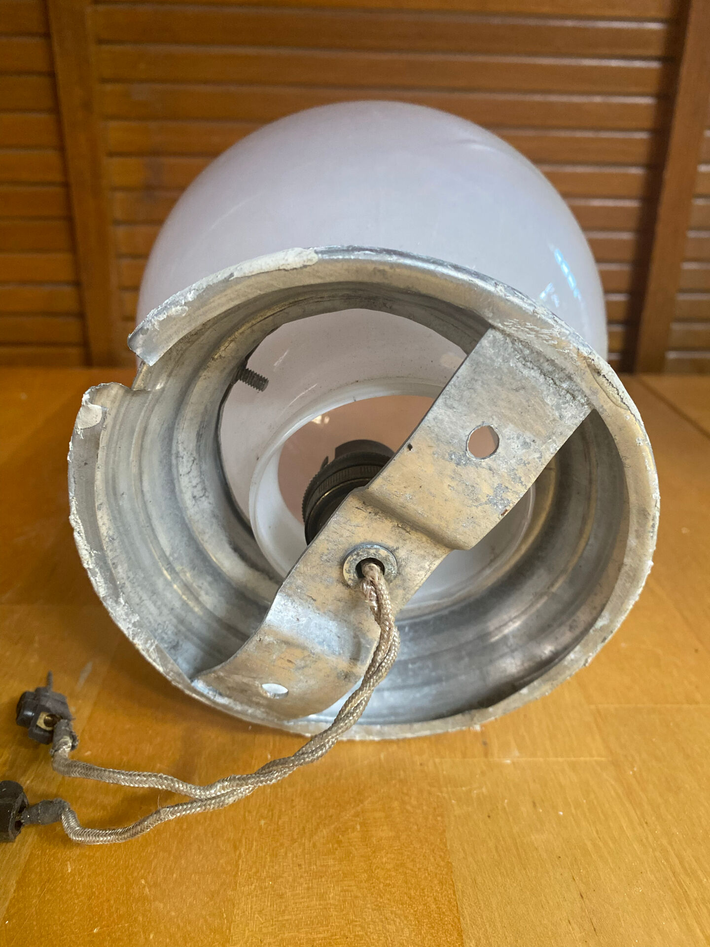 Vintage Ceiling Light Wall Sconce Coloured Glass Ball + Aluminium Support 50s #E060