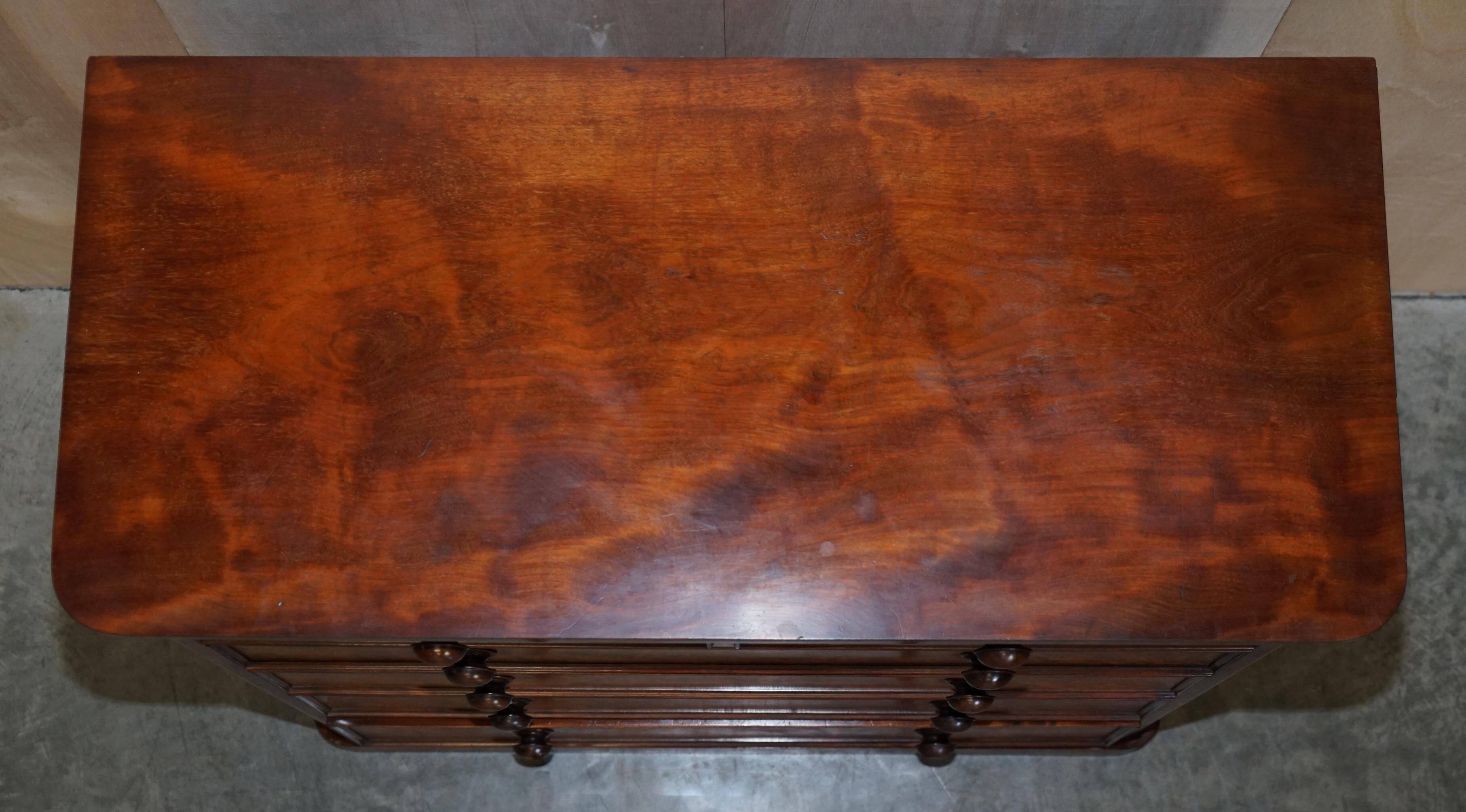 Victorian commode in flame wood with four drawers