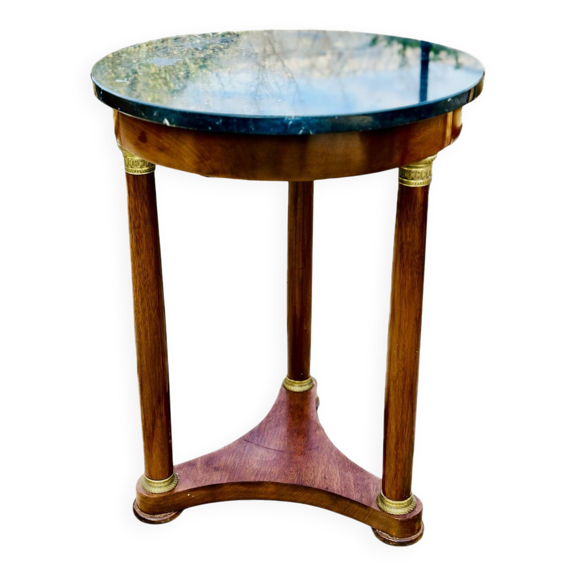 Empire side table in mahogany and mahogany veneer.