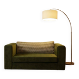 Olive velvet two-seater sofa
