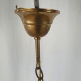 Lustre en verre travaillé et laiton