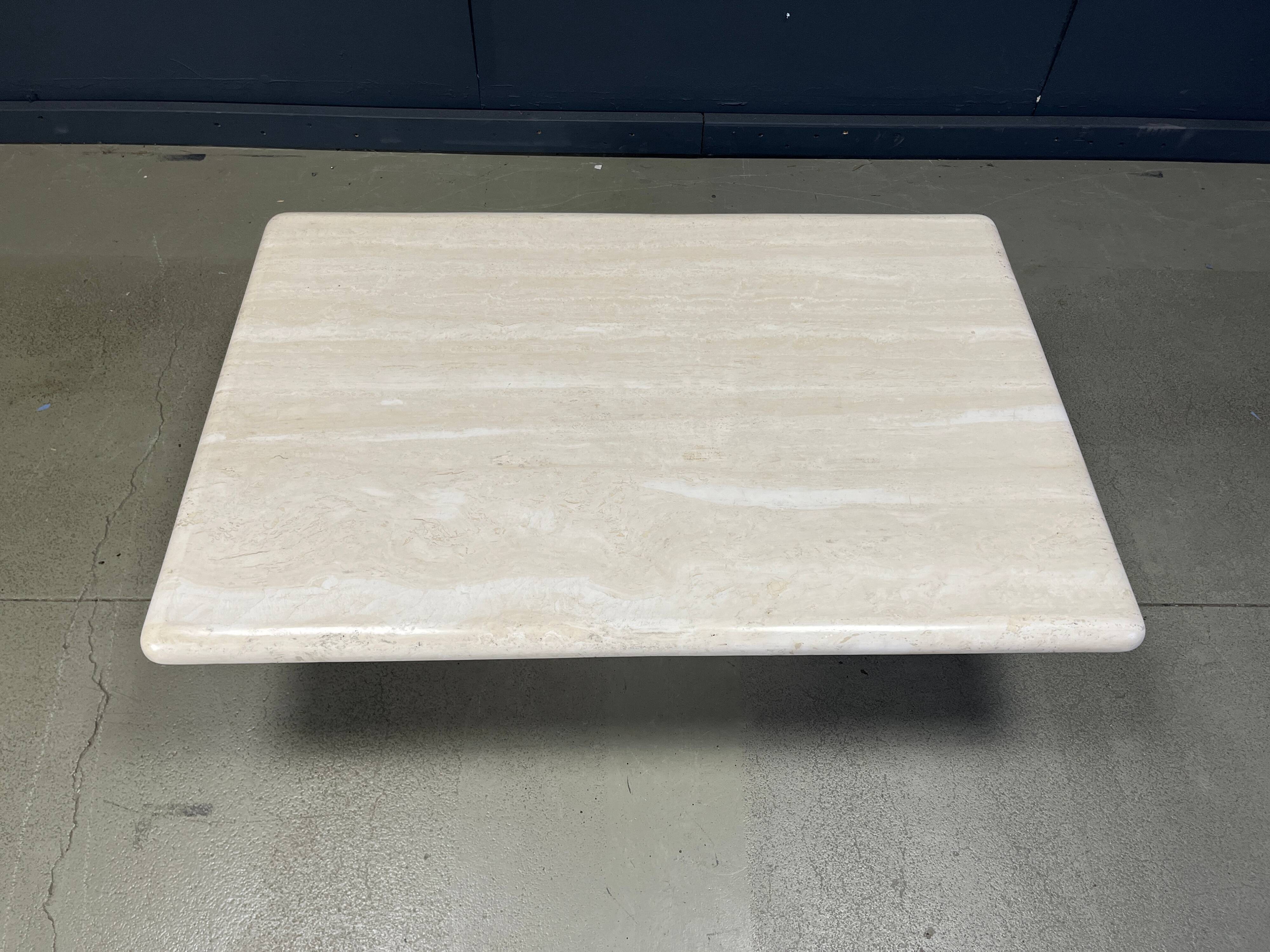Rectangular travertine coffee table from the 1970s, Italy.