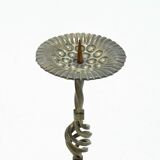Sculptural brutalist metal candle holder 1960s