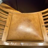 50s leather and teak stool