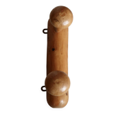 Antique wooden coat rack with two round hooks