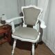 Fauteuil romantique rénové – Chêne massif, blanc satiné & lin naturel
