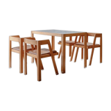 Ensemble de 4 chaises et table avec plateau en formica