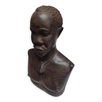 Buste art africain ancienne en bois d'ébène