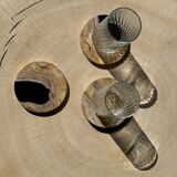 Set of 3 fossilized wooden coasters (clear)