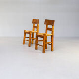60s pine wabi sabi dining or side chair set of 2
